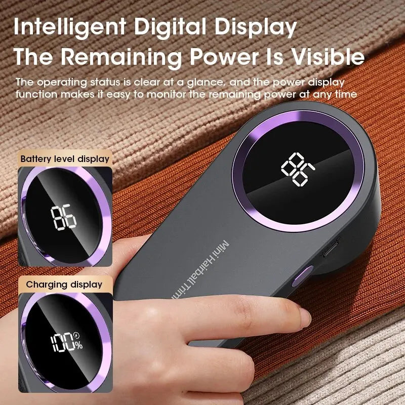 LED Digital Electric Lint Remover – USB Rechargeable Fabric Shaver for Clothes & Sweaters