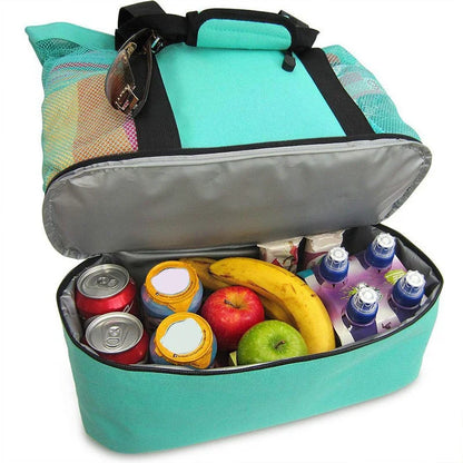 Women’s Waterproof Picnic & Beach Tote Bag – Double Layer Transparent Mesh Insulated Shopping Bag