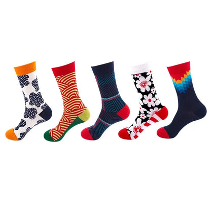 5-Pair Funny Printed Sports Socks - Harajuku Hip Hop Casual Fashion Socks for Men & Women