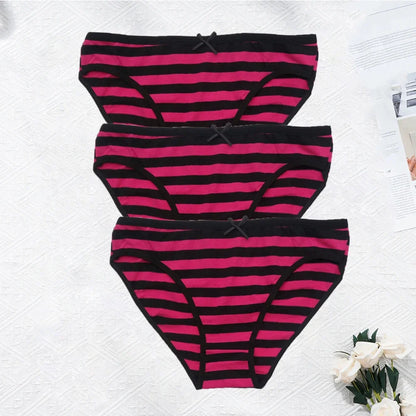 YOUREGINA Plus Size Seamless Panties - Striped Cotton Women’s Underwear Briefs 3 Pack