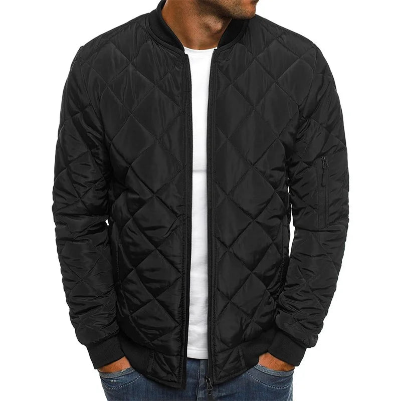 Winter Men's Baseball Collar Jacket - Lightweight Mesh Pressed Vintage Flight Casual Long Sleeve Outerwear