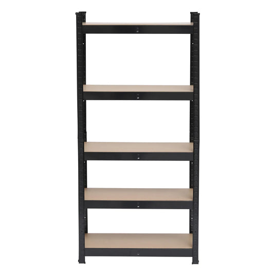 5-Tier Heavy Duty Metal Shelving Rack – Black Garage Storage Shelf Unit