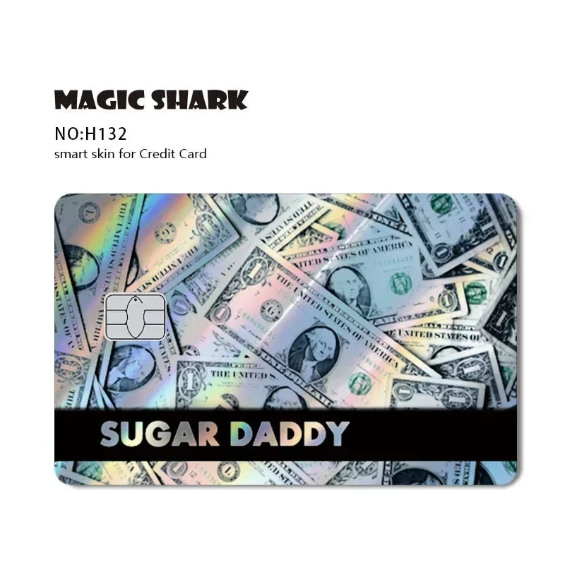 Magic Shark Holographic Laser Skin - Evil FBI Money Credit Bank Card Sticker Cover No Fade Protective Film