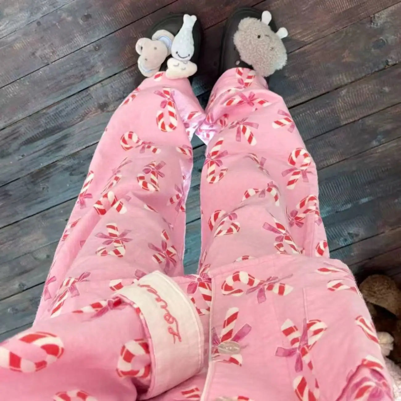 Women's Winter Cartoon Pajama Set - Warm Cotton Wool Sleepwear Long Sleeve Homewear