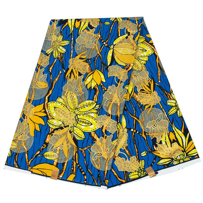 Shine African Ankara Wax Fabric - 6 Yards 100% Cotton Hot Stamping Print for Party Dresses, Sewing & Crafts