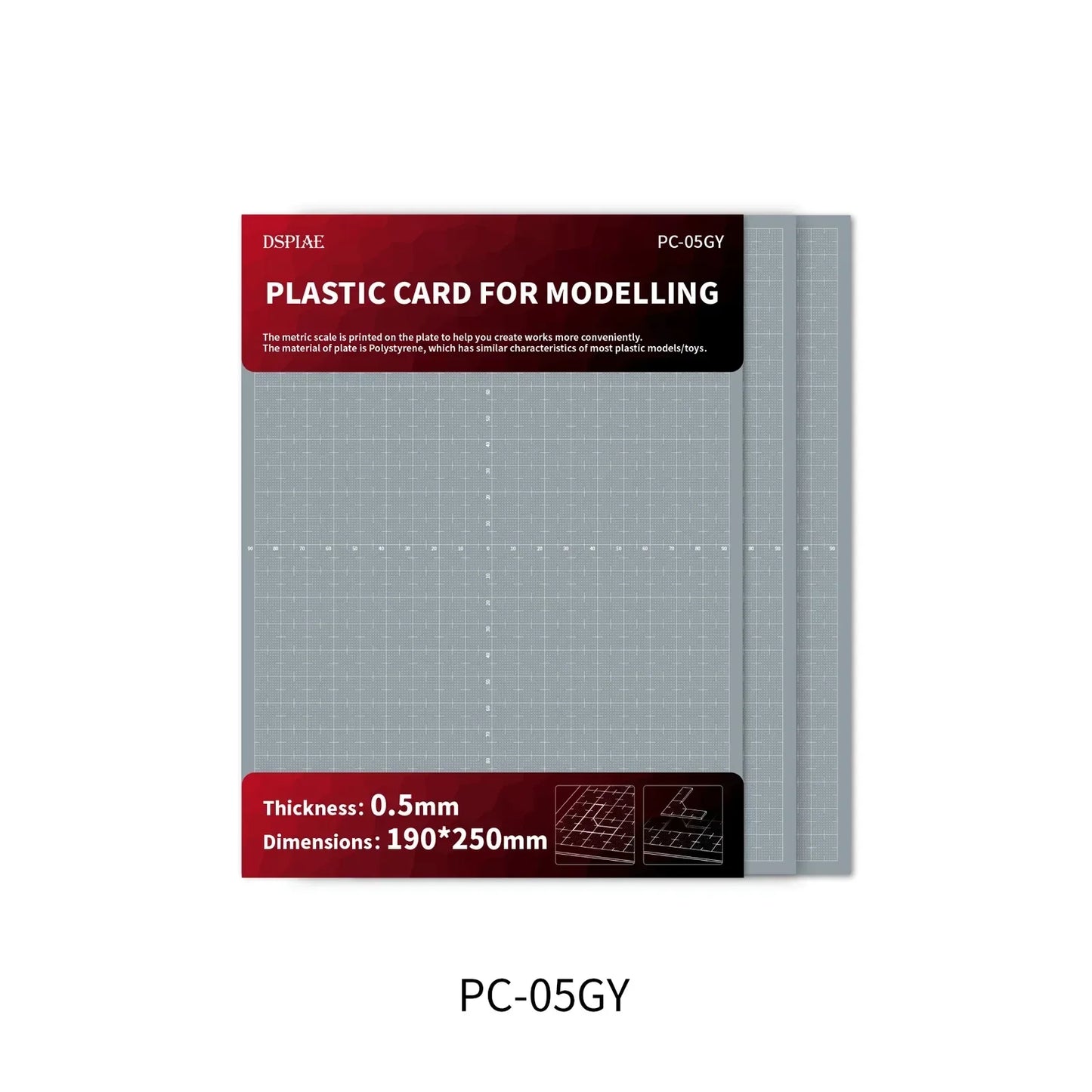 DSPIAE PC-GY Model Plastic Sheets – 0.3/0.5/0.8/1.0mm Boards 90×78mm for DIY Model Building & Hobby Assembly