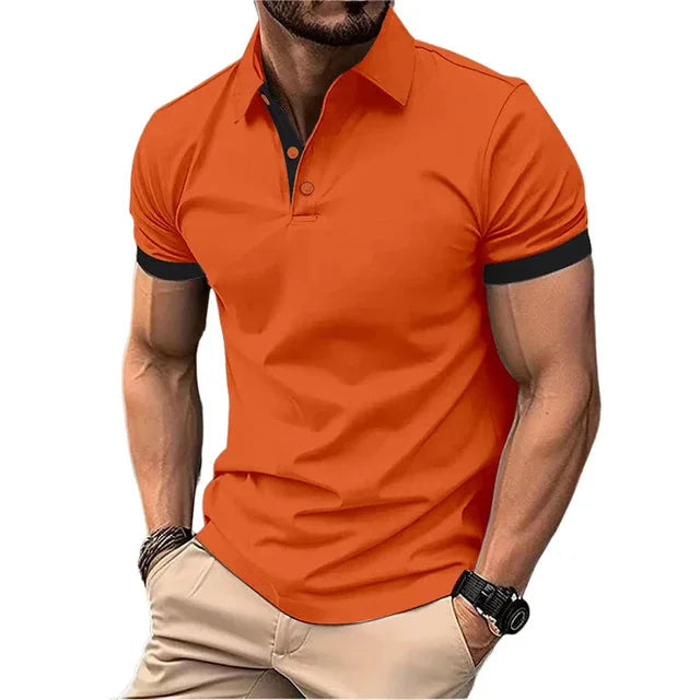Men's Color Block Polo Shirt - Casual Slim Fit England Style Short Sleeve Streetwear Polo