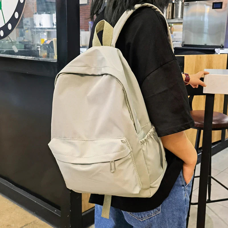 Women’s Waterproof School Backpack | Large Capacity Solid Color Daypack for Teens & Students