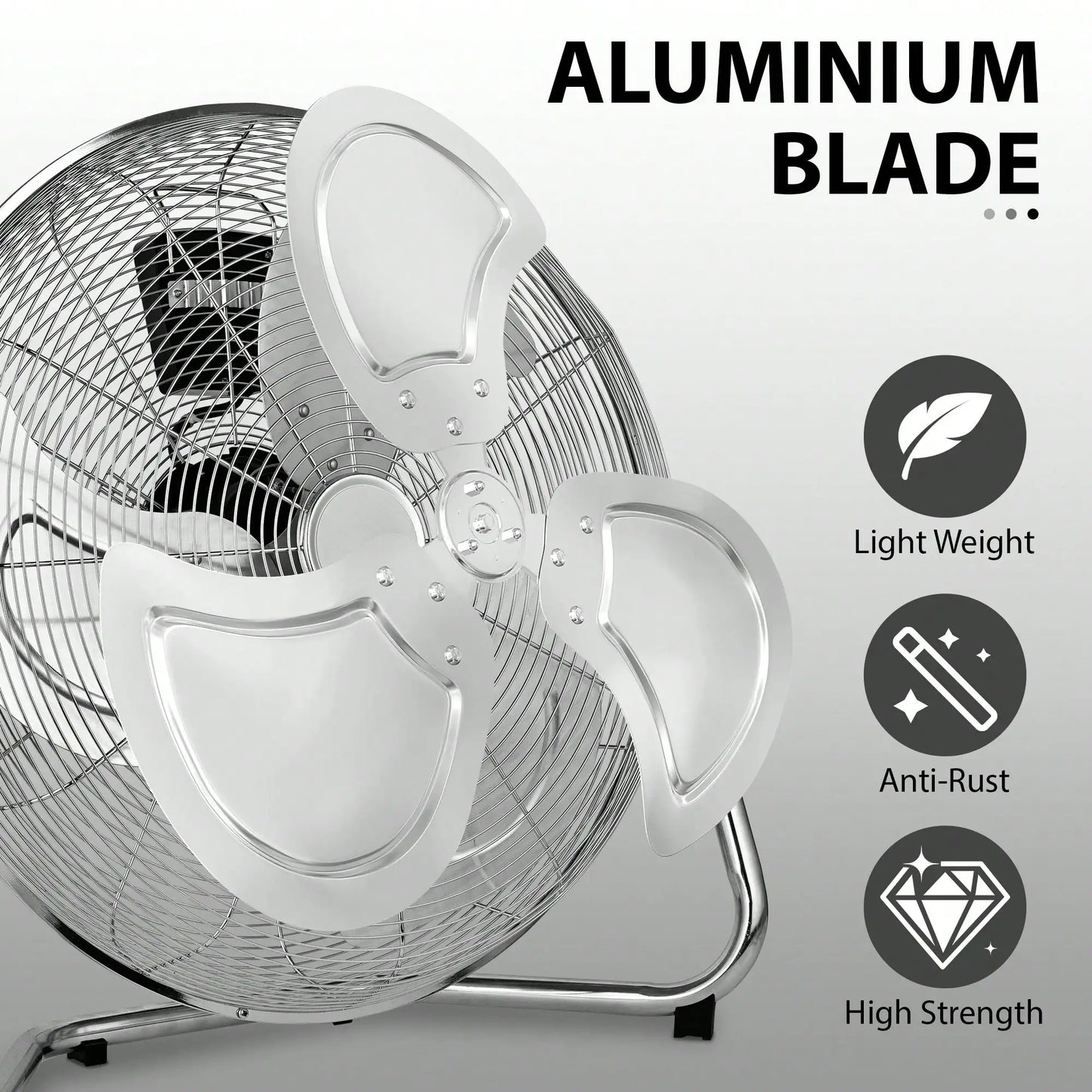 Pnochoo 14-Inch Industrial Fan - 3-Speed Aluminum Floor & Tabletop Air Circulator