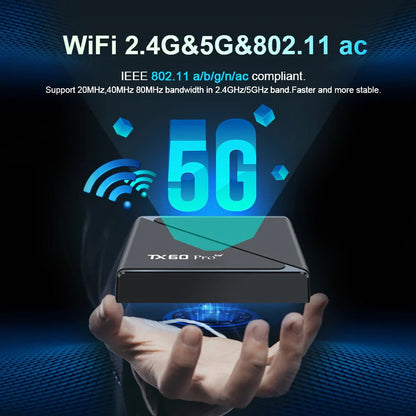 Android 16 Smart TV Box — Allwinner H313 Quad-Core, Dual WiFi 2.4G/5G, 14K Media Player with Voice Remote (16G/256G)