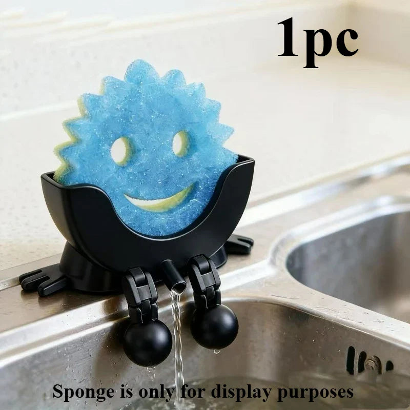 Cute Kitchen Sponge Holder with Drainage Holes & Legs – Fun Sink Edge Dish Sponge Stand for Countertop Organization 🧽✨