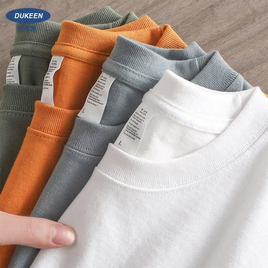 Dukeen Heavyweight Cotton T-Shirt - 280gsm Oversized Short Sleeve Casual Tee for Men Summer Streetwear