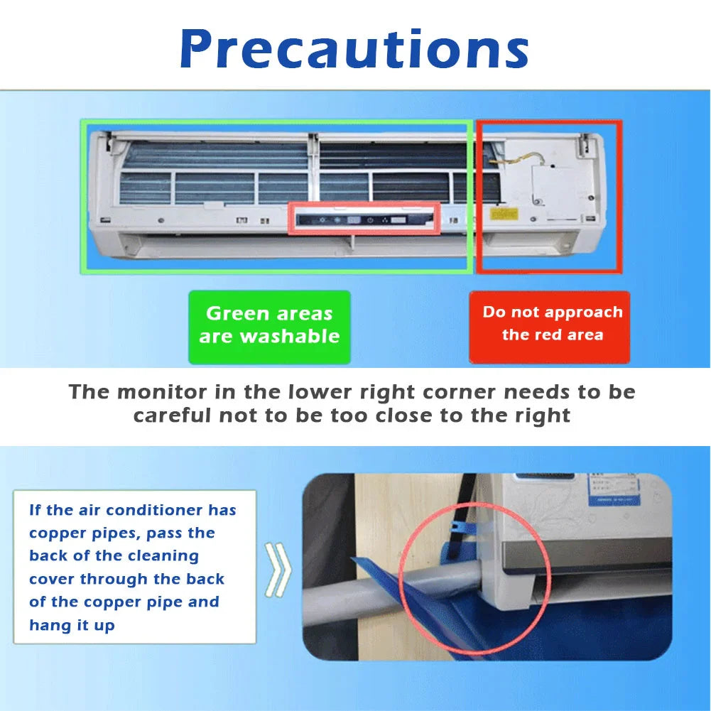 15-Piece Air Conditioner Cleaning Kit — Waterproof Dust Cover & Cleaning Tools, 118cm Protective Bag for AC Maintenance