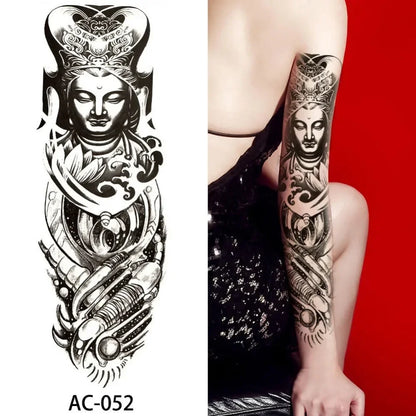 16 Designs Full Arm Temporary Tattoo Sleeves - Waterproof Body Art Stickers for Men & Women Fashion Style