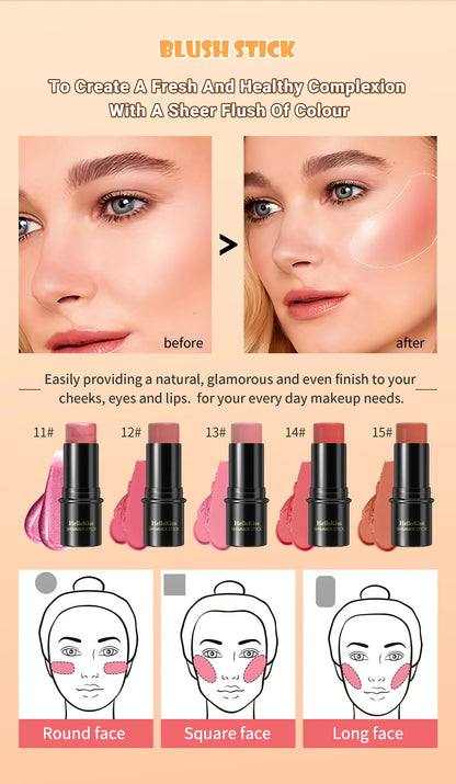 Face Brown Bronzer Contour Stick - Foundation Makeup Pen, Long-Lasting Smooth Contour, Shadow Blusher & Highlight Concealer Cosmetics