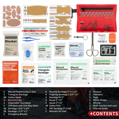 Rhino Rescue Small First Aid Kit - Ultralight Waterproof Medical Kit for Hiking, Backpacking, Cycling & Travel