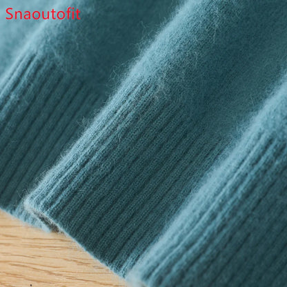 Men's Pure Mink Cashmere Sweater - O-Neck Long Sleeve Knit Pullover Autumn Winter Luxury Top
