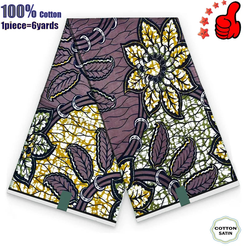 African Real Wax Fabric - High Quality 100% Cotton Ankara Pagne for Women’s Dresses
