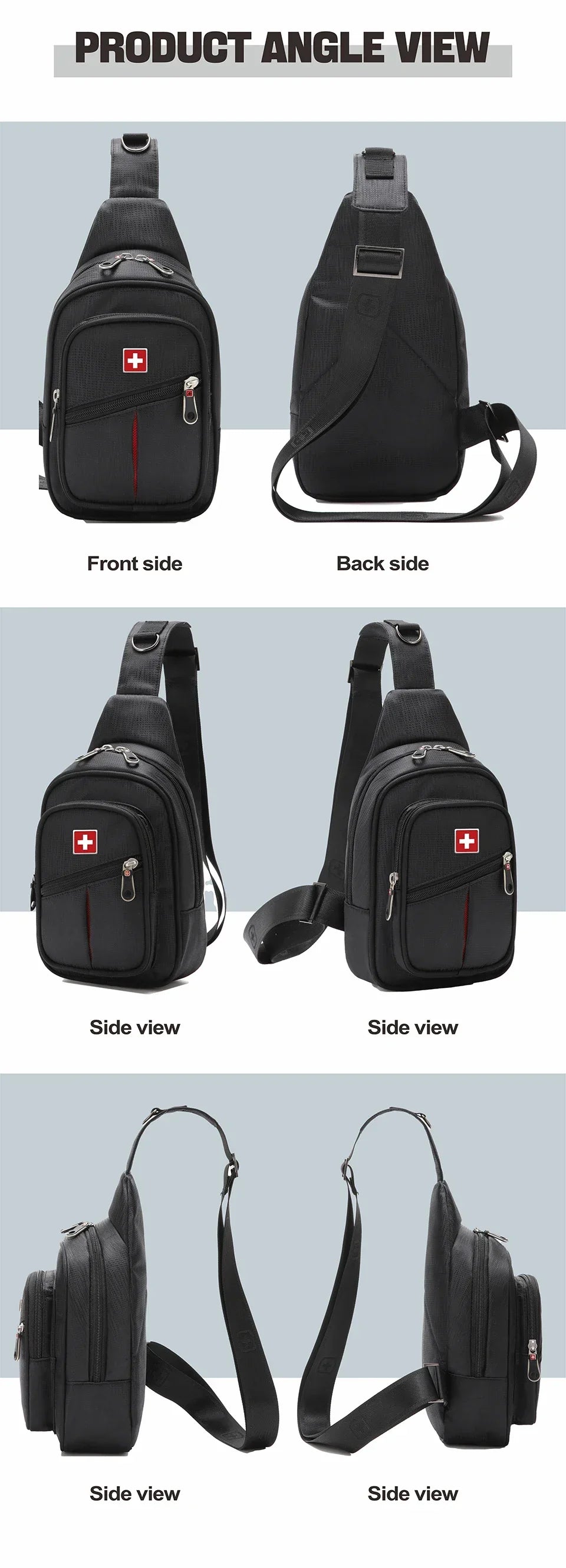 SWISS Men’s Chest Bag – Outdoor Waterproof Shoulder Crossbody Bag, Large Space, Practical & Durable Sling Bag for Men