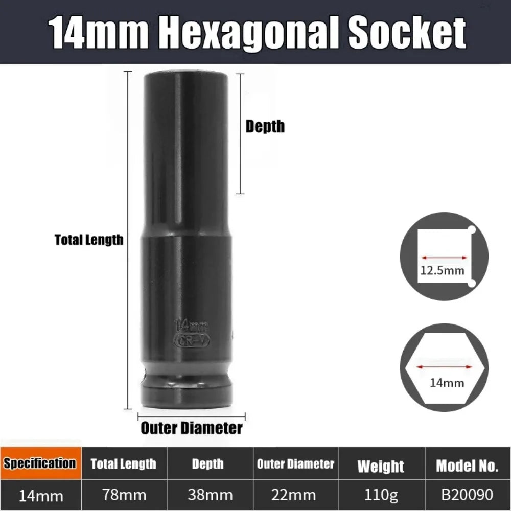 1/2-Inch Drive Impact Socket Set - 10-Piece 6-Point Metric Carbon Steel Sockets with Storage Case
