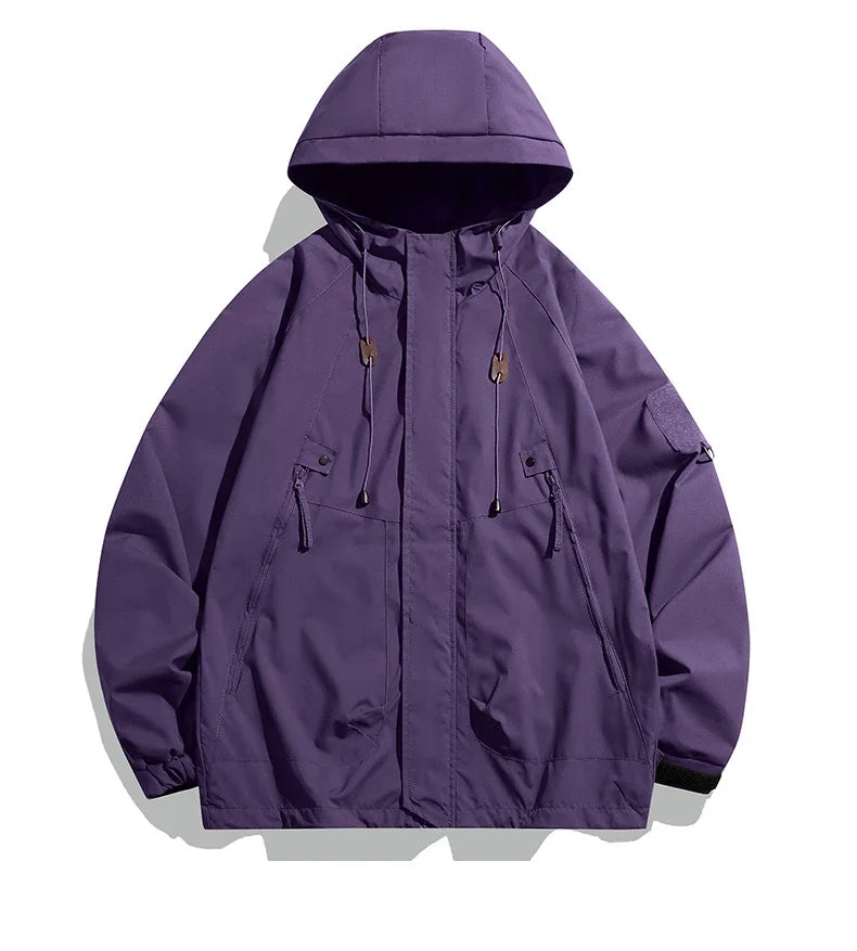 Men’s Hooded Windbreaker Jacket - Waterproof Lightweight Softshell Bomber Coat for Camping and Hiking