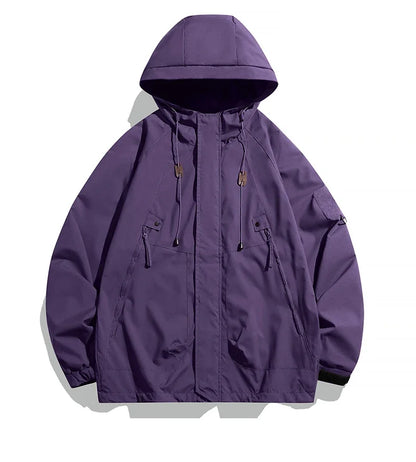 Men’s Hooded Windbreaker Jacket - Waterproof Lightweight Softshell Bomber Coat for Camping and Hiking