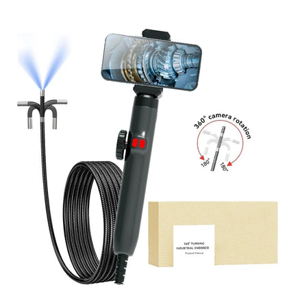 360° Articulating Borescope Camera - LED Endoscope Inspection Tool for Android & iOS Phones