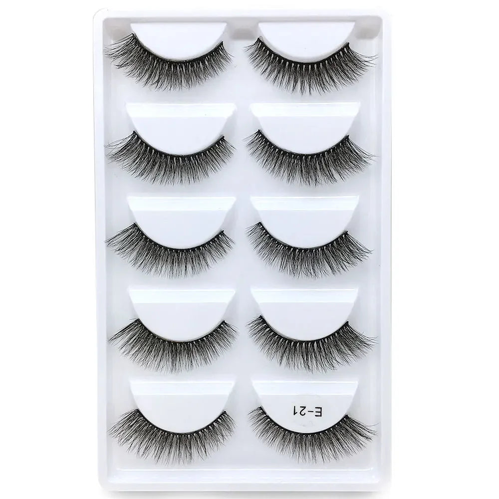 5 Pairs 3D Real Mink False Eyelashes – Soft Natural Look Eyelash Extensions for Makeup & Daily Wear