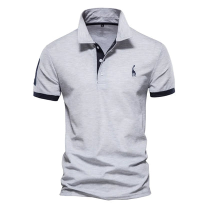 Men's Giraffe Embroidered Polo Shirt - Short Sleeve Casual Business Summer Top