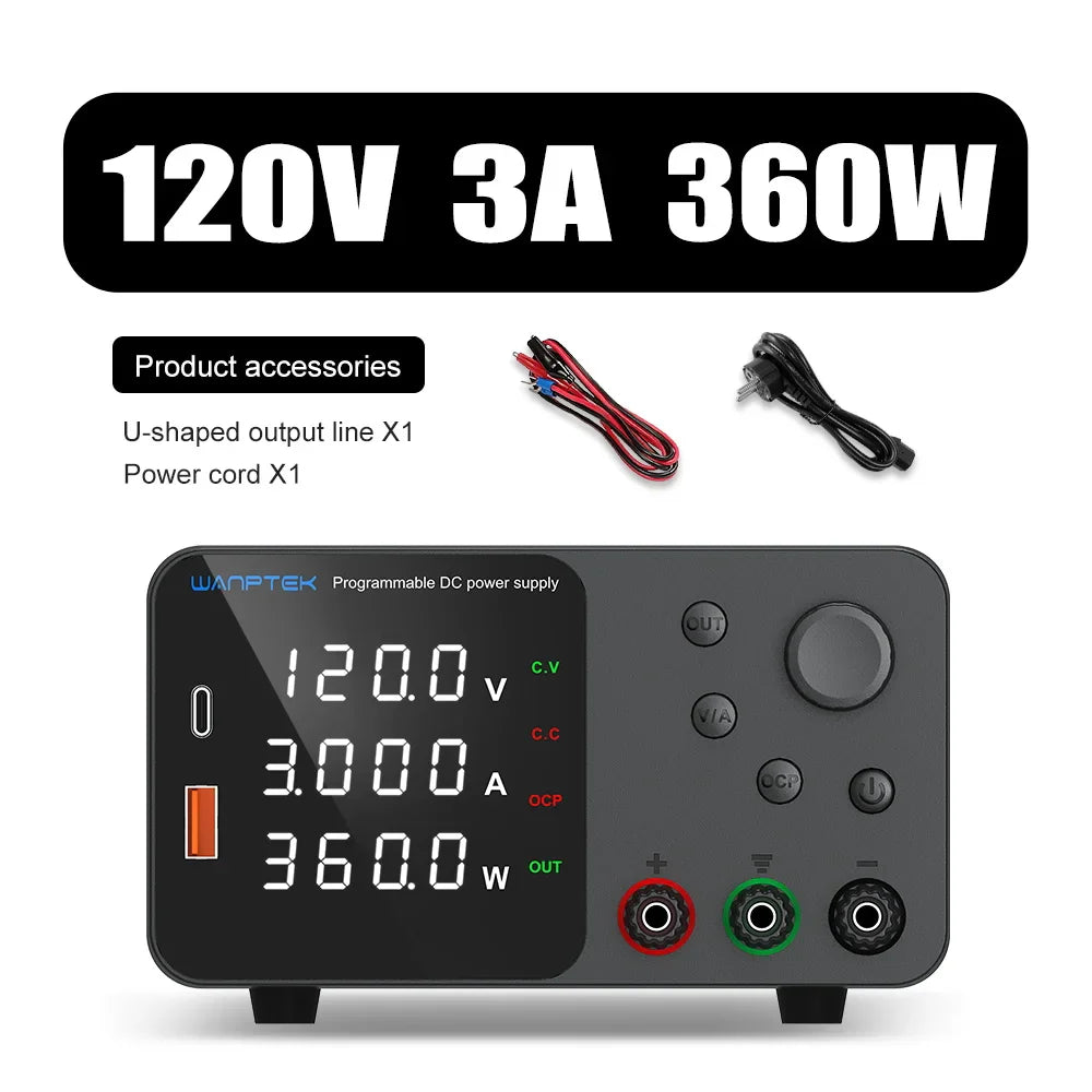 Wanptek DC Power Supply – Adjustable 30V 10A / 60V 5A Lab Bench Voltage Regulator, Variable 120V 3A Power Supply
