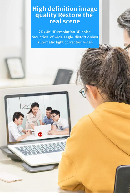 Portable Full HD Webcam | 1080P/2K/4K Auto Focus with Microphone for PC, Laptop & Live Streaming