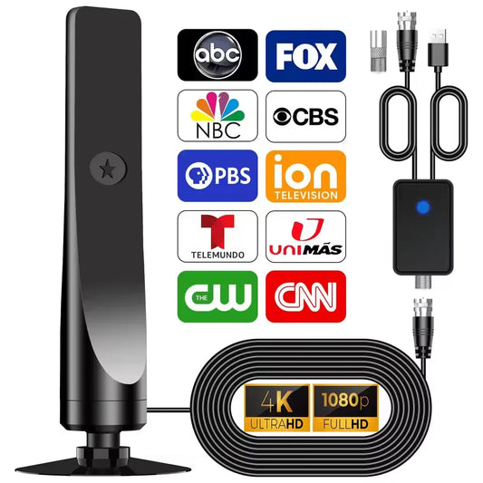 HD Digital TV Antenna - 50 Miles Amplified Signal Booster VHF/UHF Antenna for 4K & 1080P TVs