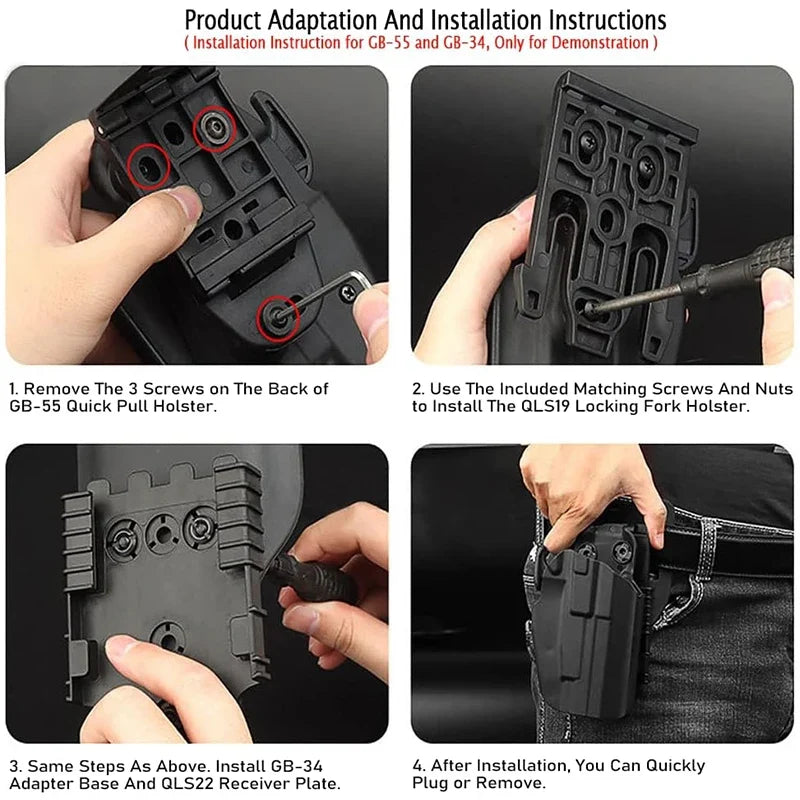 QLS Holster Adapter Kit - Quick Locking System with QLS 19 & 22 Polymer Mount Accessories for Gun Cases