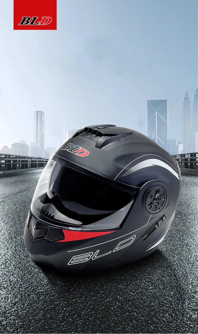 Personalized Dual-Lens Flip-Up Motorcycle Helmet — Motocross Racing Modular Full-Face Helmet for Men & Women, Fashionable Cascos Para Moto