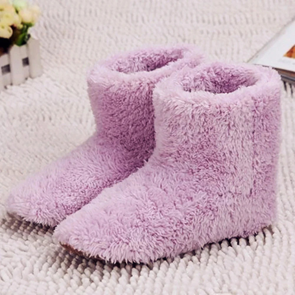 USB Electric Heated Shoes – Men & Women Winter Warm Snow Boots, Plush Electric Slippers & Foot Warmer House Shoes