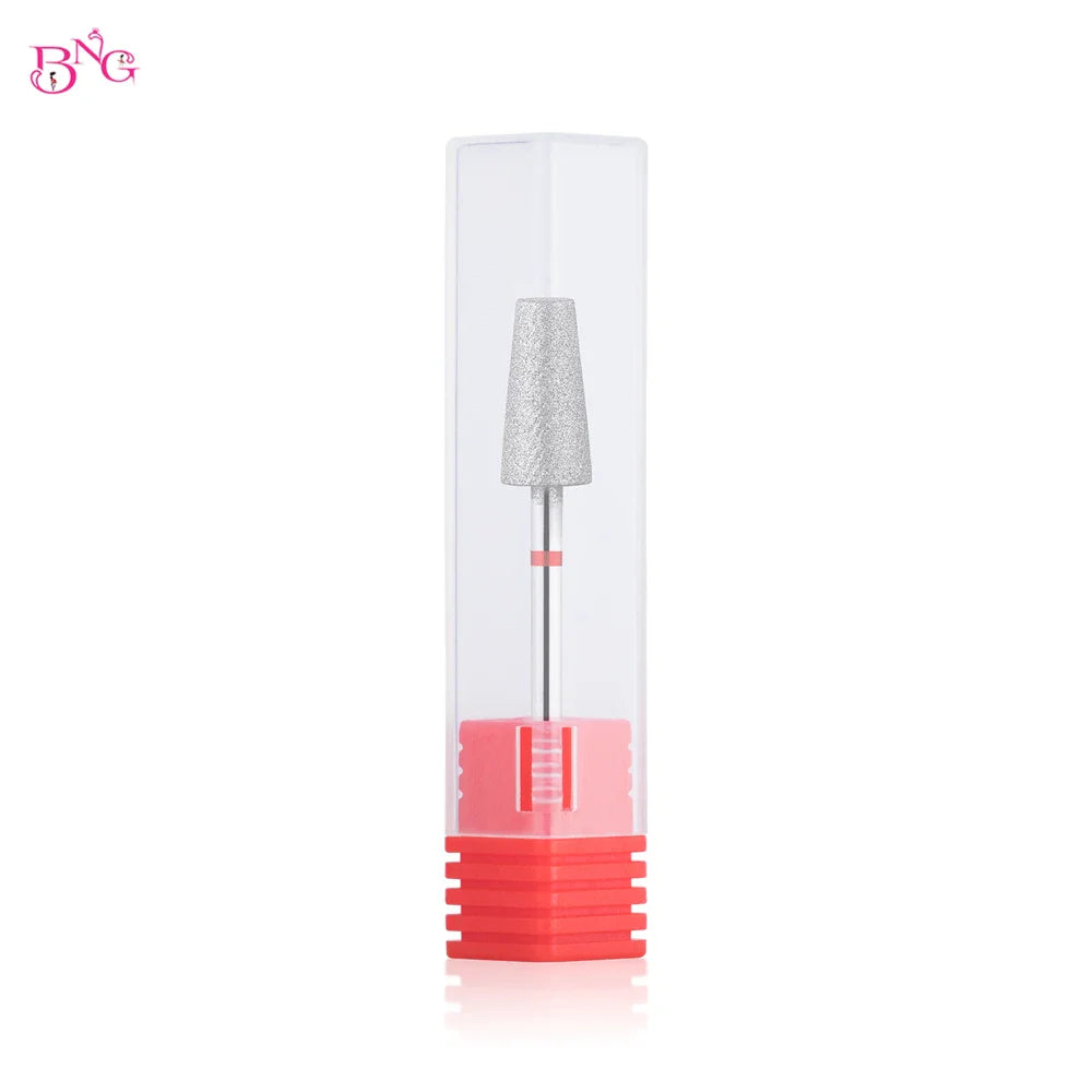 BNG Diamond Nail Sanding Drill Bits - Cross Teeth Barrel Rotary Cuticle Clean Burr, 3/32" Manicure Bit for Nail Accessories