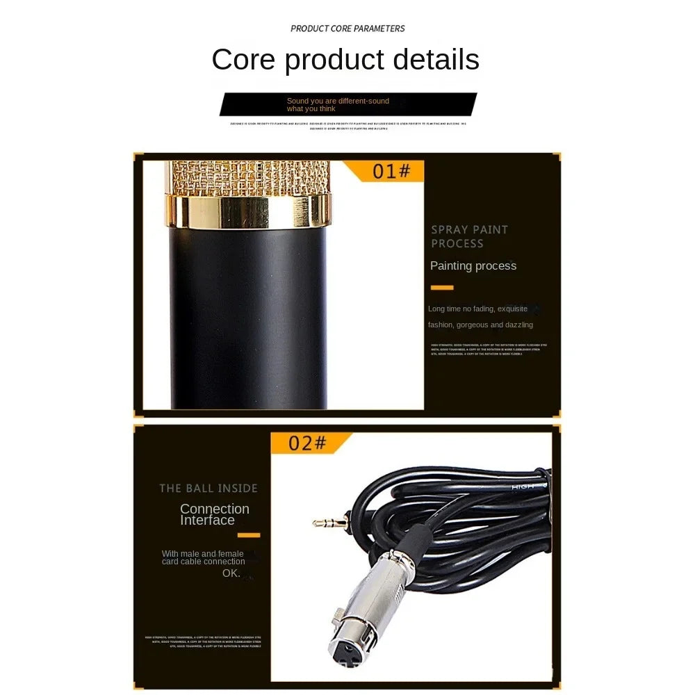 V8/V8S Sound Card Microphone Kit - Live Streaming Recording Set with Boom Arm Stand for PC & Mobile
