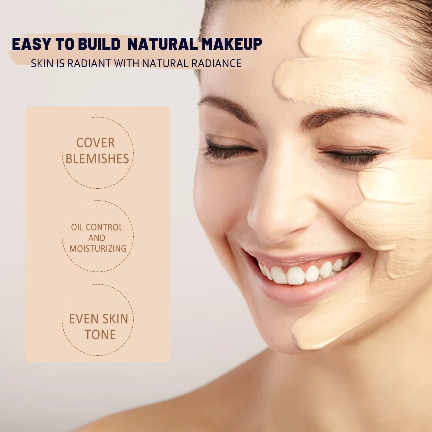 CC Foundation Cream – Natural Moisturizing, Waterproof, Brightening Concealer with Oil-Control & Long-Lasting Coverage