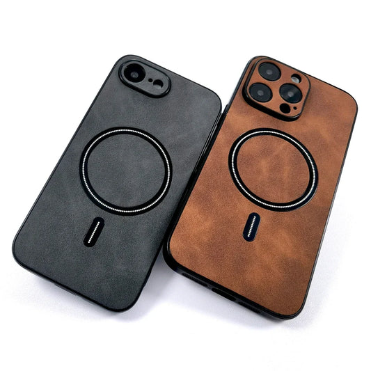 Luxury PU Leather MagSafe Case - Premium Wireless Charging Cover for iPhone 17, 16, 15, 14, 13 & 12 Pro Max