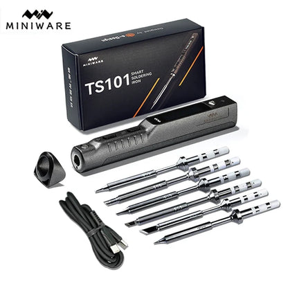 TS101 65W Mini Soldering Iron - Portable Adjustable Temperature LCD with Tip Set Upgrade
