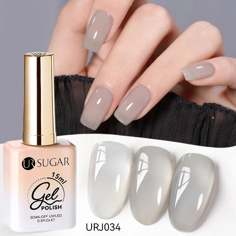 UR SUGAR 15ml Jelly Gel Polish - Milky White Translucent UV Soak Off Nail Art Varnish
