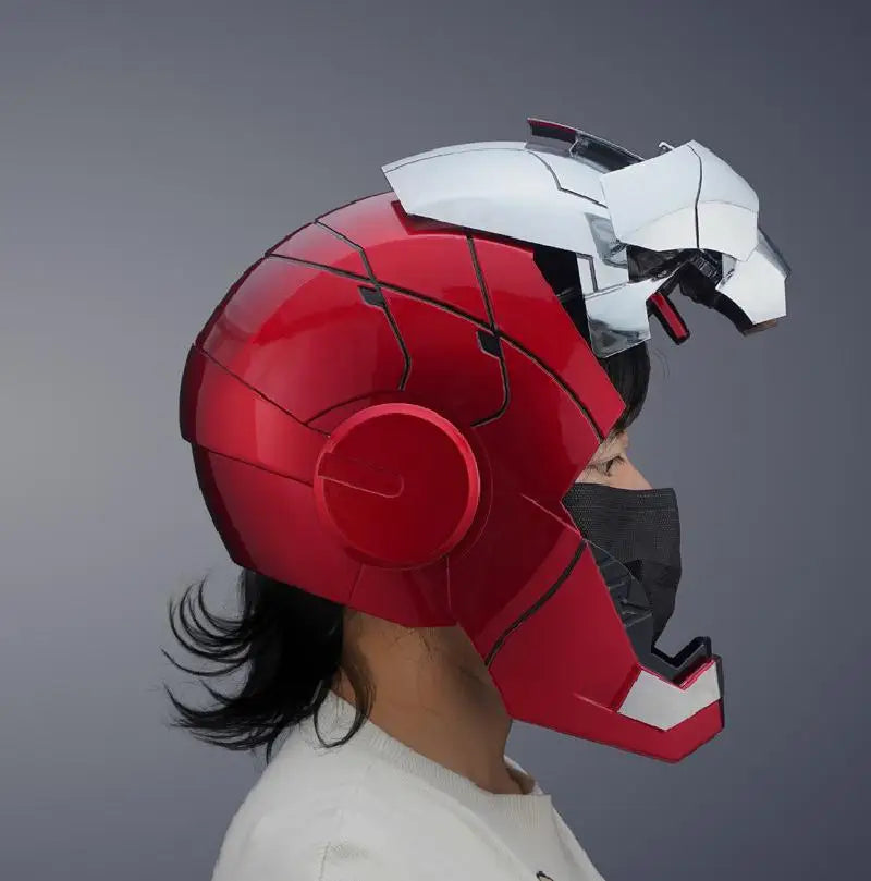 Iron Man Helmet 1:1 Mk5 Mk50 - Electric Open/Close, English Voice, Remote Control Cosplay Toy, Avengers War Machine, Ideal Christmas Gift