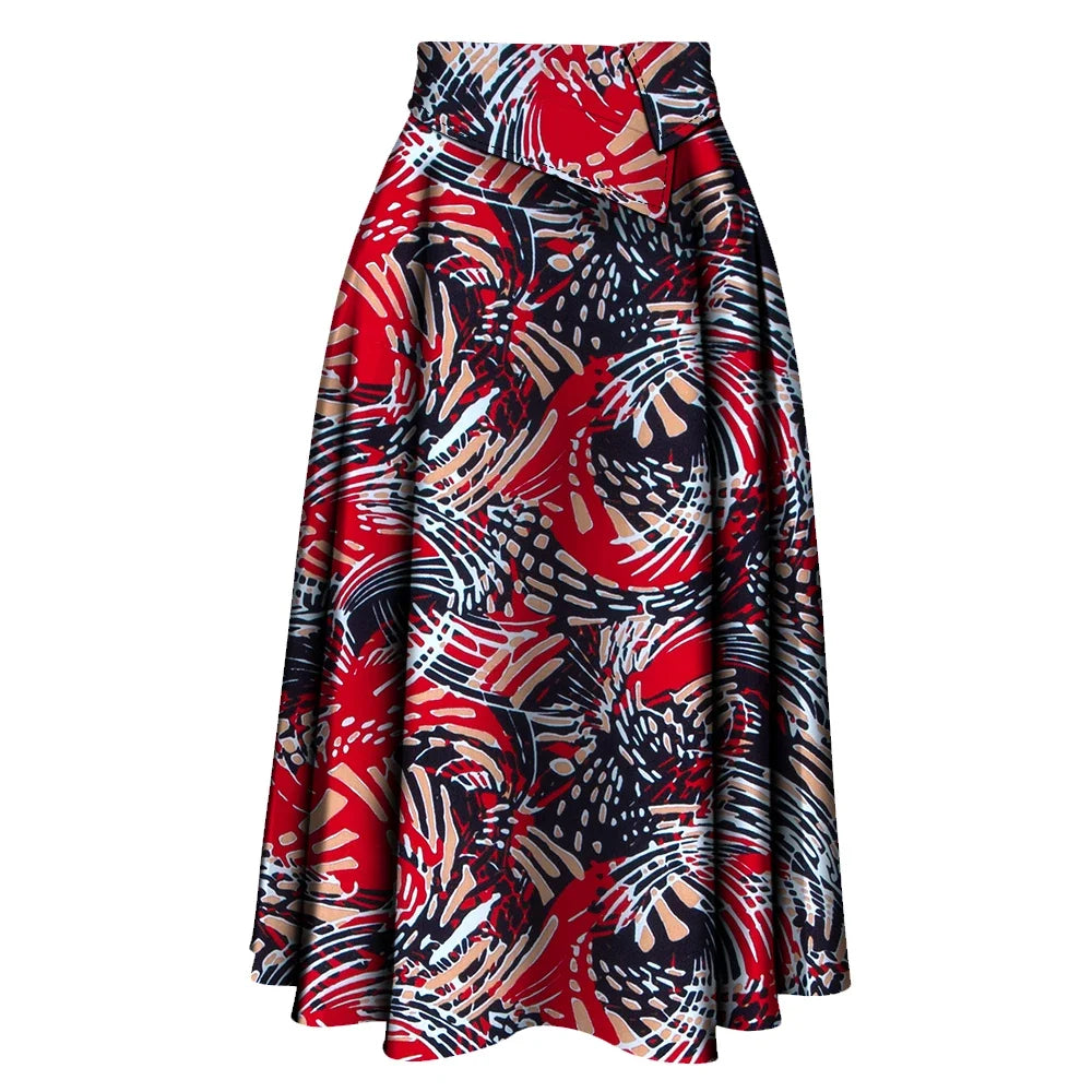 African Ankara Skirt for Women - High Waist Long Printed Party Skirt