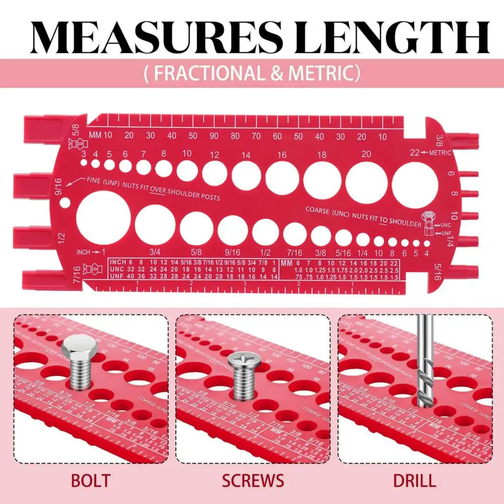 Portable Thread Checker Gauge - Metric & Imperial Screw Nut and Drill Bit Measuring Tool for Accurate Sizing
