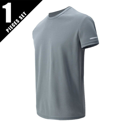 Men’s Summer Quick Dry T-Shirt - Solid Color Short Sleeve Sports Shirt for Running & Casual Wear