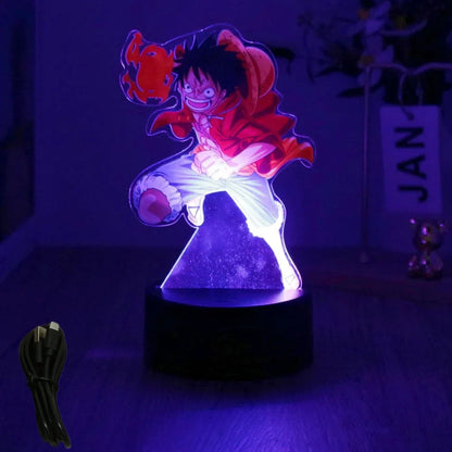 One Piece Luffy Zoro Action Figures 3D LED Lamp – Anime PVC Model Toy Night Light for Kids & Christmas Gift