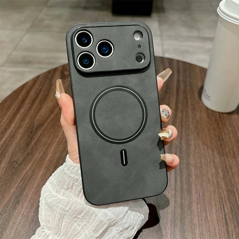 MagSafe Leather Shockproof Phone Case - Magnetic Wireless Charging Cover for iPhone 11, 12, 13, 14, 15, 16 & 17 Series
