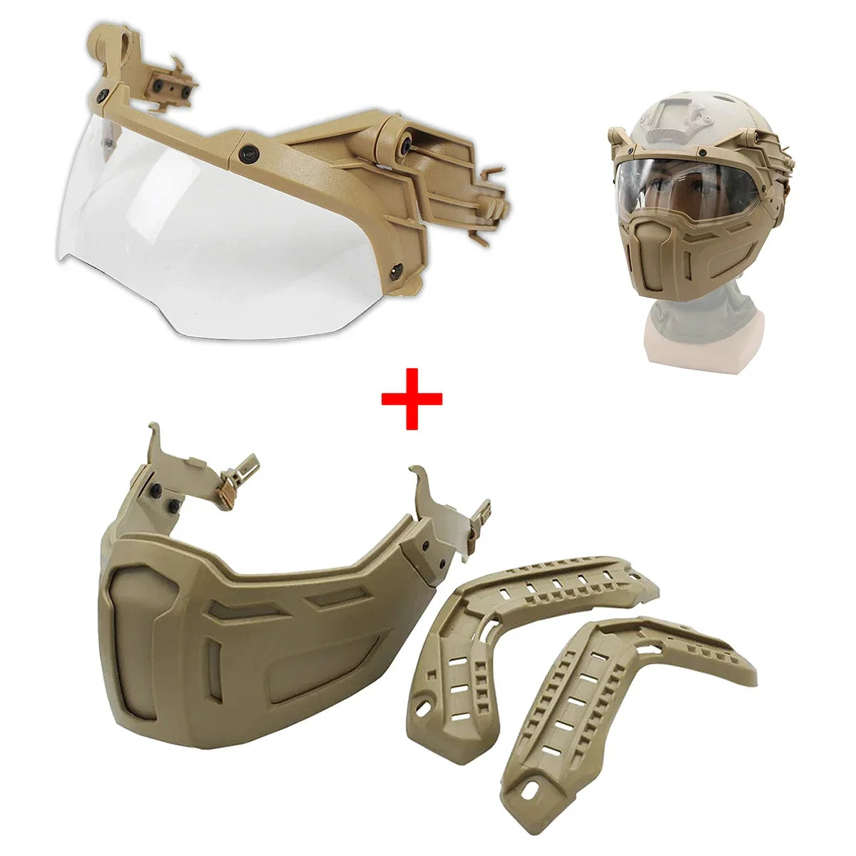 Tactical FAST Helmet Half Face Mask with Flip Goggles – Airsoft, Paintball, and Hunting Gear Accessories