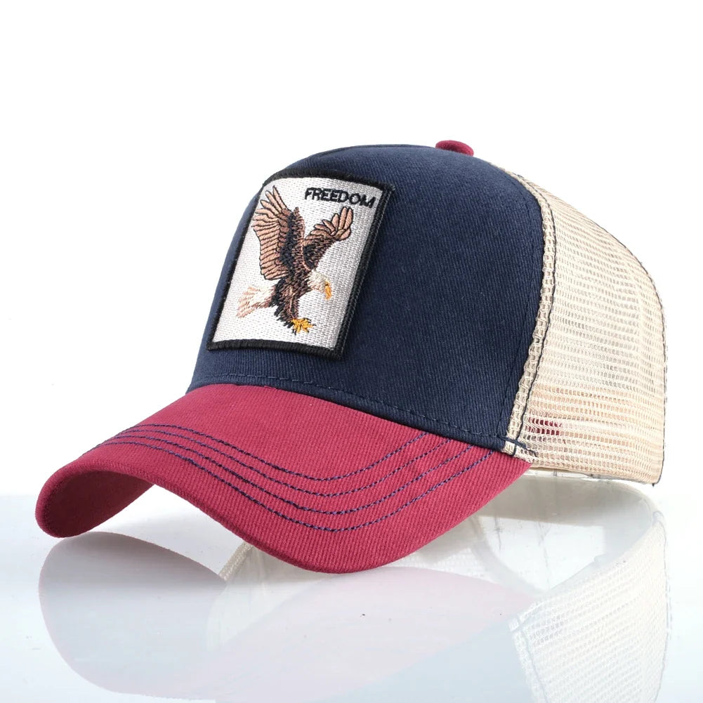 Goat Patch Trucker Cap - Embroidered Adjustable Snapback Baseball Hat for Men & Women
