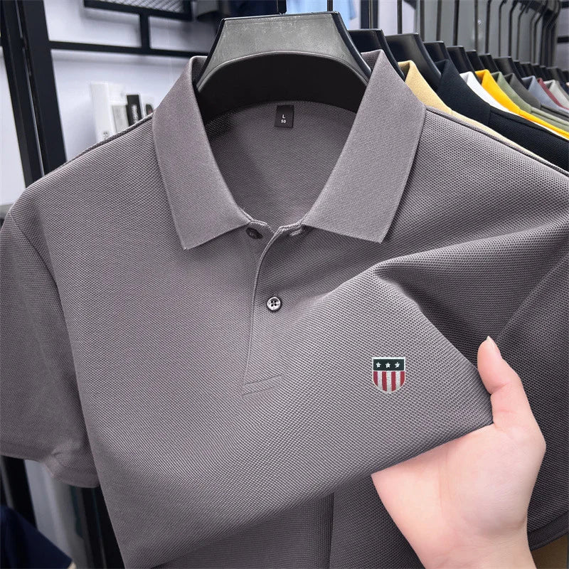 Men's Luxury Cotton Polo Shirt - 100% Cotton Short Sleeve Business Casual Summer Top